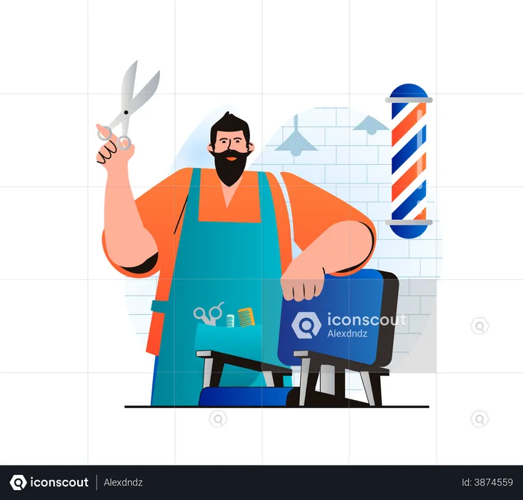 Male hairdresser ready for hair cut  Illustration