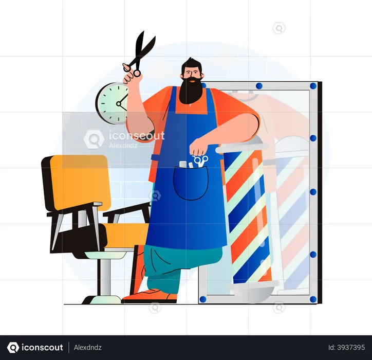 Male hairdresser ready for hair cut  Illustration