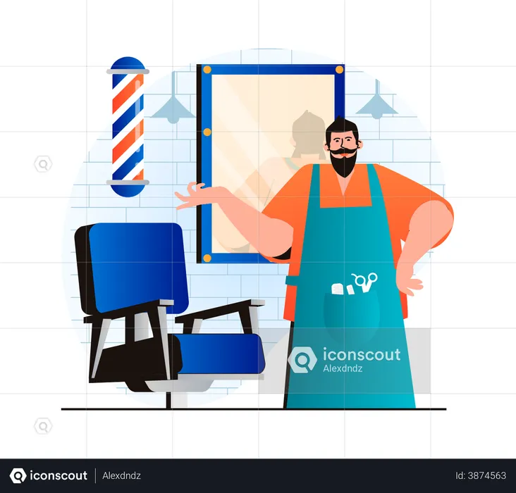 Male hairdresser ready for hair job  Illustration