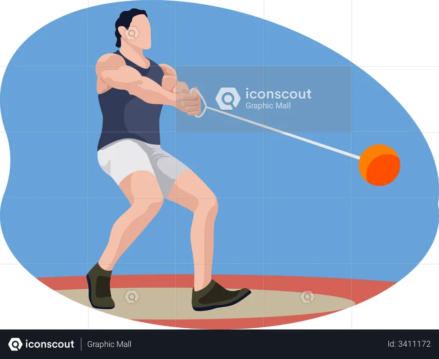 Male hammer thrower  Illustration