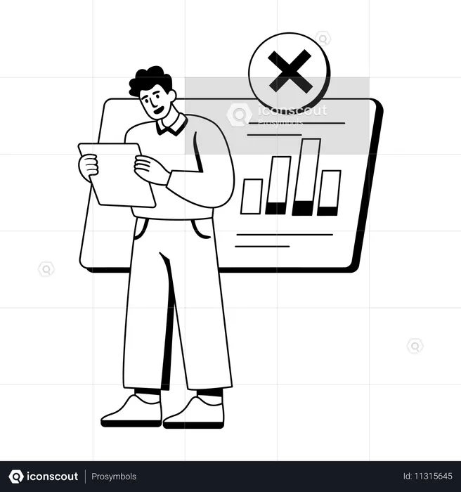 Male Having Data Error  Illustration