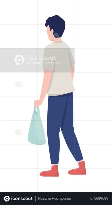 Male Holding Grocery Bag  Illustration