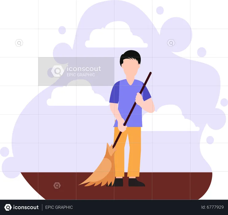 Male Home cleaner  Illustration