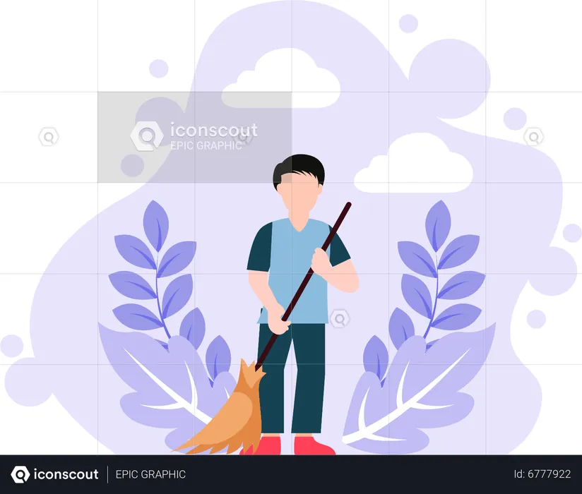 Male Home cleaner  Illustration