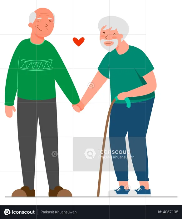 Male homosexual senior citizen couple  Illustration