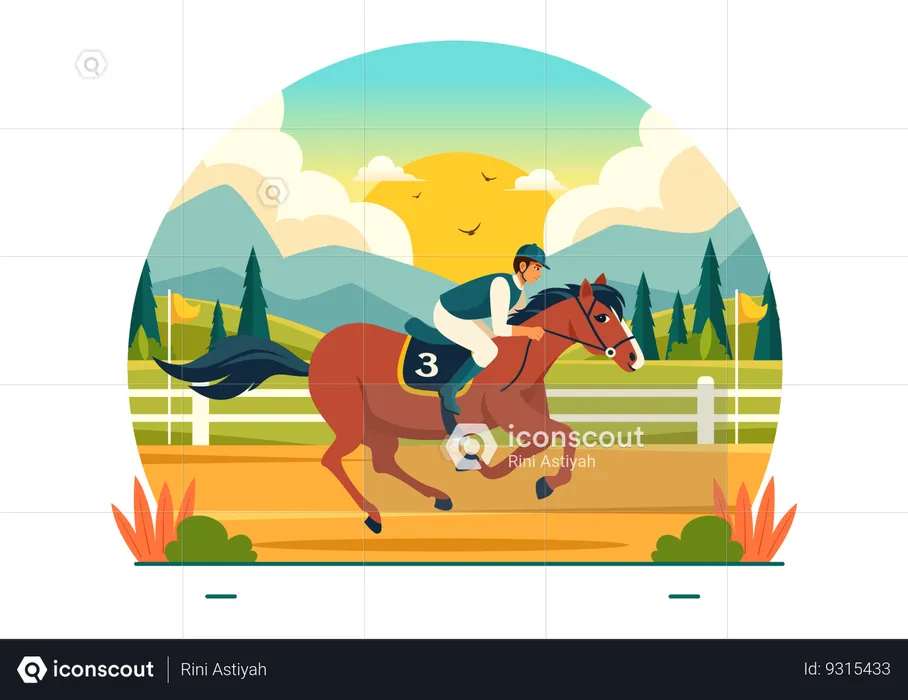 Male horse rider in Horse Racing Competition  Illustration