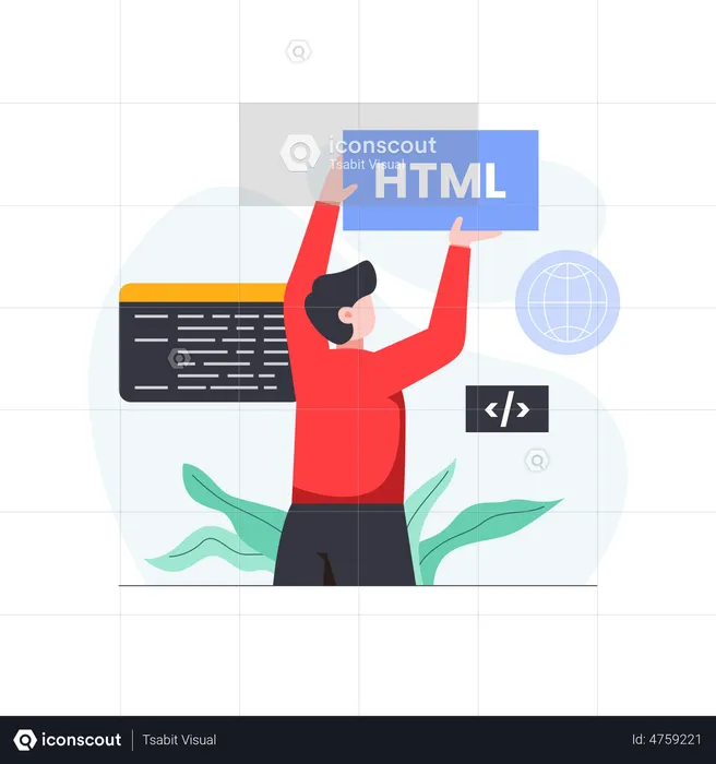 Male HTML developer  Illustration