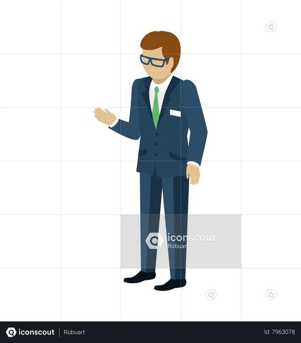 Male in business suite reaches out hand  Illustration