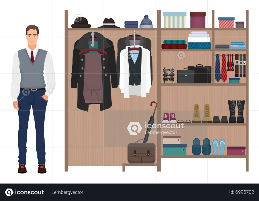 Male in Clothes Shop  Illustration