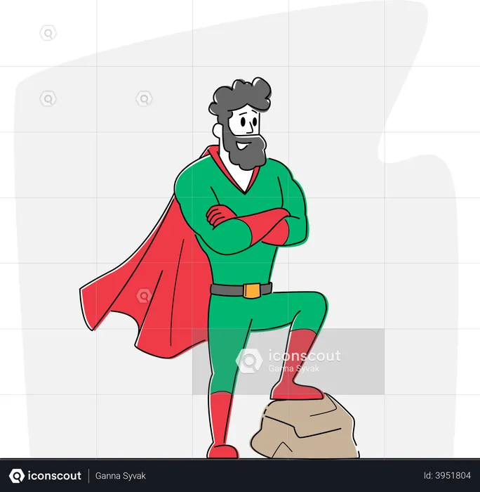 Male in Super Hero Costume  Illustration