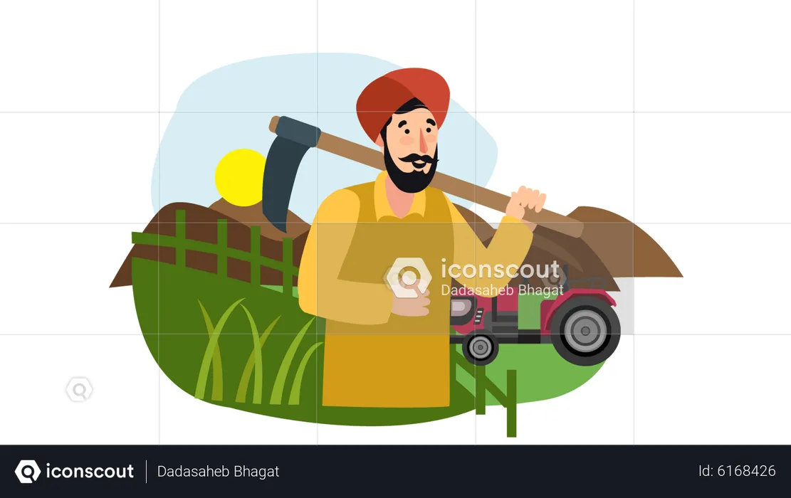 Male Indian farmer  Illustration