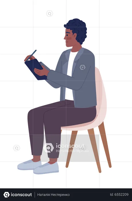 Male interviewer writing on clipboard  Illustration