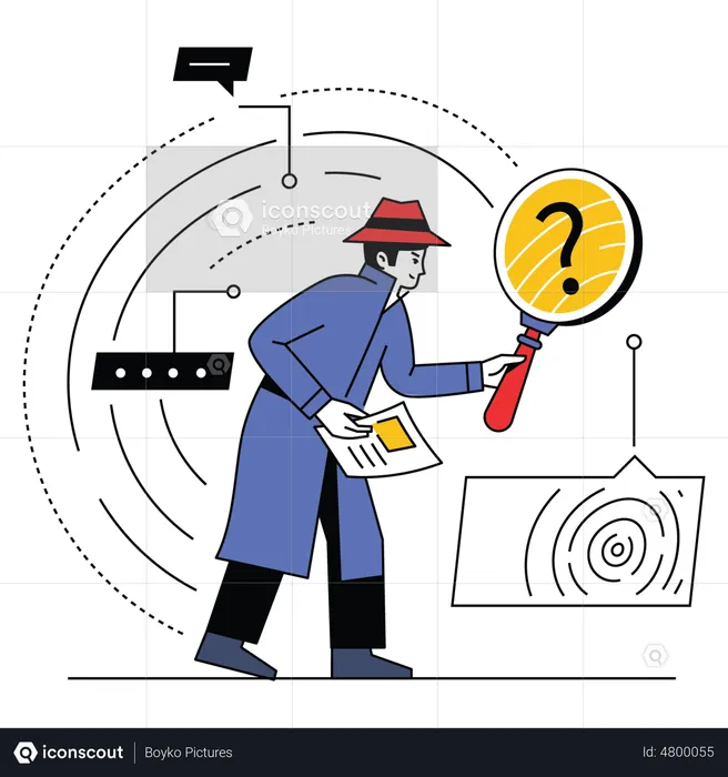 Male investigator finding proof  Illustration