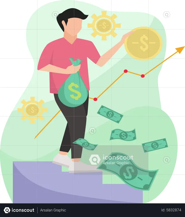 Male investor investing money  Illustration