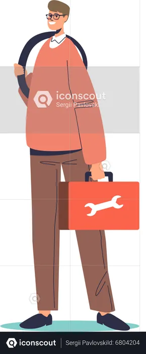 Male it worker with tool kit  Illustration