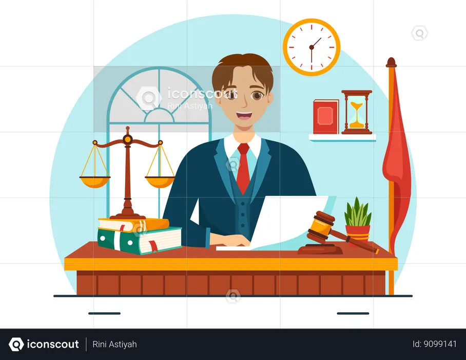 Male judge giving justice at cout  Illustration