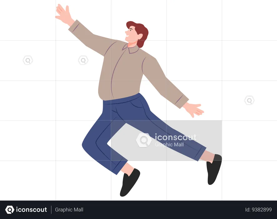 Male Jumping In Air  Illustration