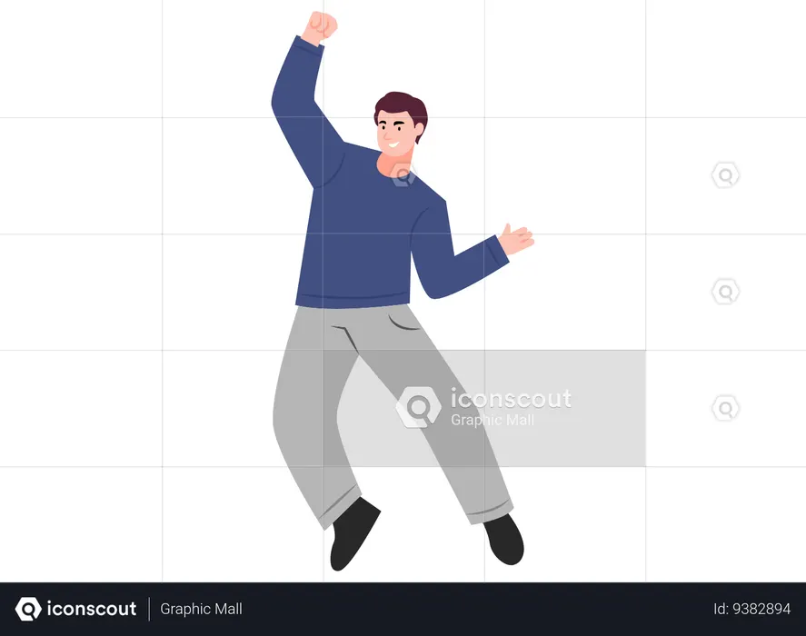 Male Jumping In Air  Illustration