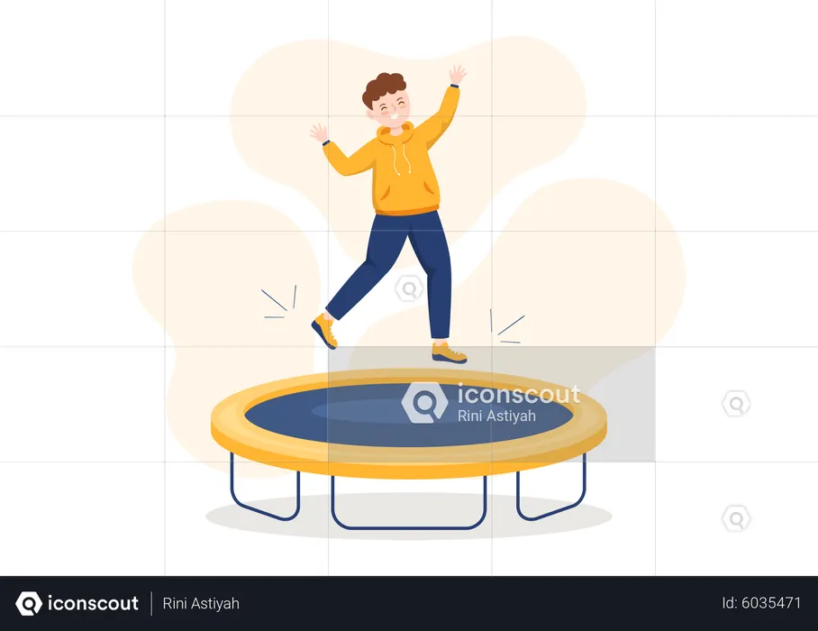 Male jumping on Trampoline  Illustration