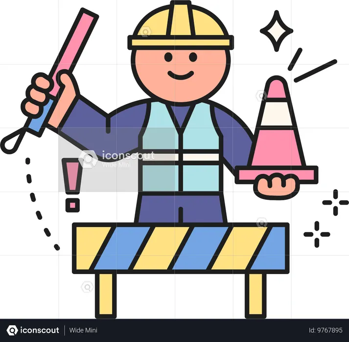 Male labor wearing safety helmet  Illustration