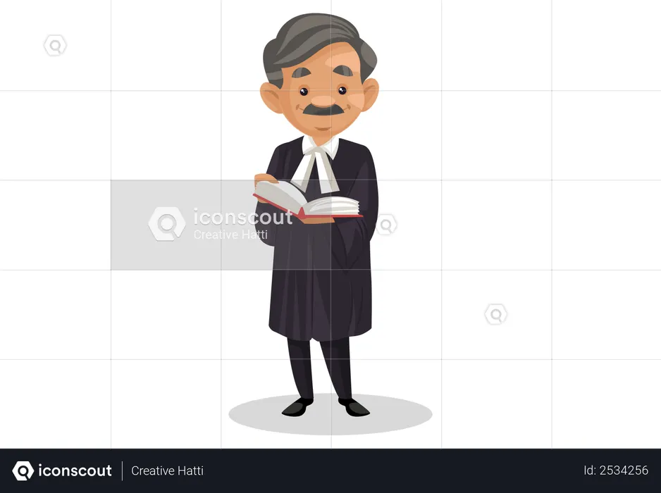 Male lawyer holding book in his hand  Illustration