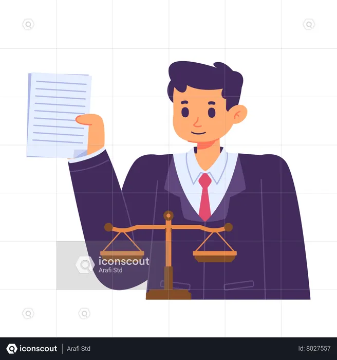 Male Lawyer holding law documents  Illustration