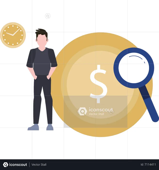 Male lawyer is looking for a dollar  Illustration