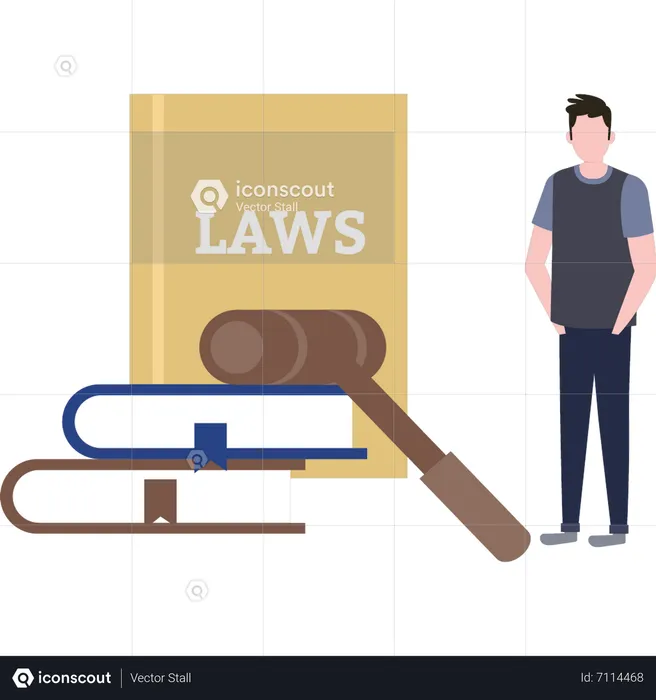 Male lawyer is reading law books  Illustration