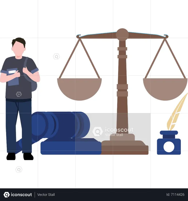 Male lawyer is studying law  Illustration