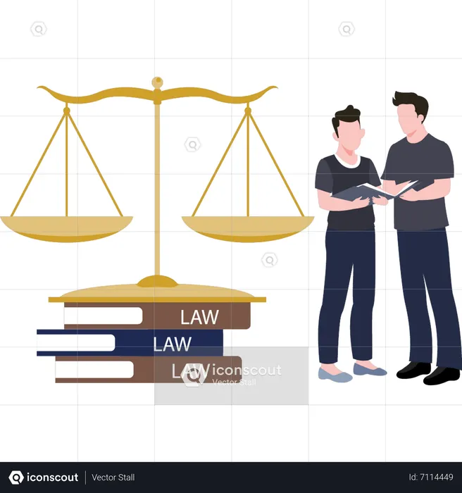 Male lawyer standing with a law book  Illustration