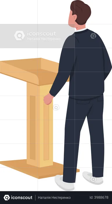 Male lecturer behind lectern  Illustration