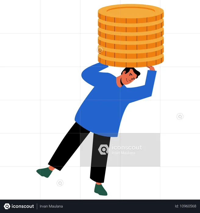 Male Lifting Coins  Illustration