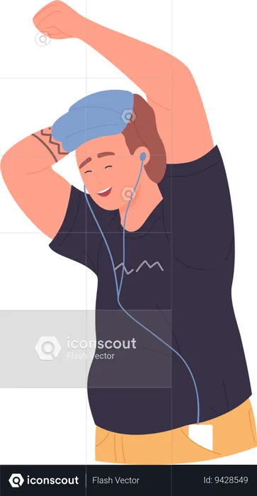 Male listen music  Illustration