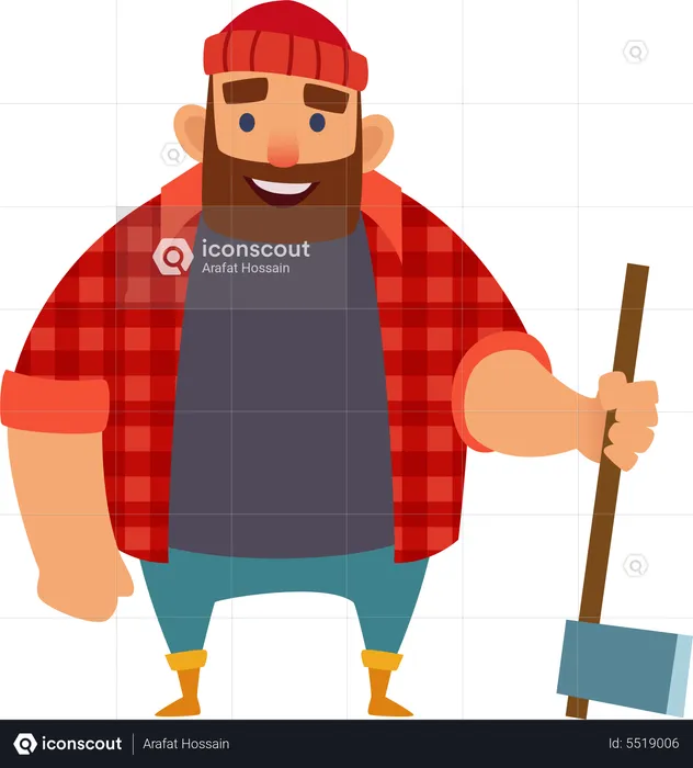 Male Lumberjack holding axe  Illustration