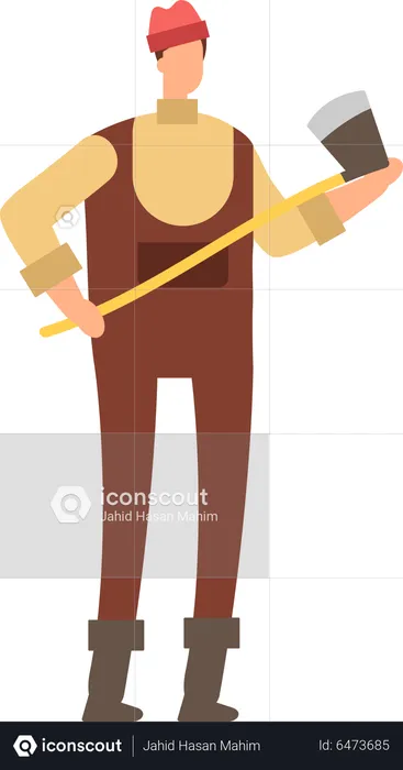 Male Lumberjack holding axe  Illustration