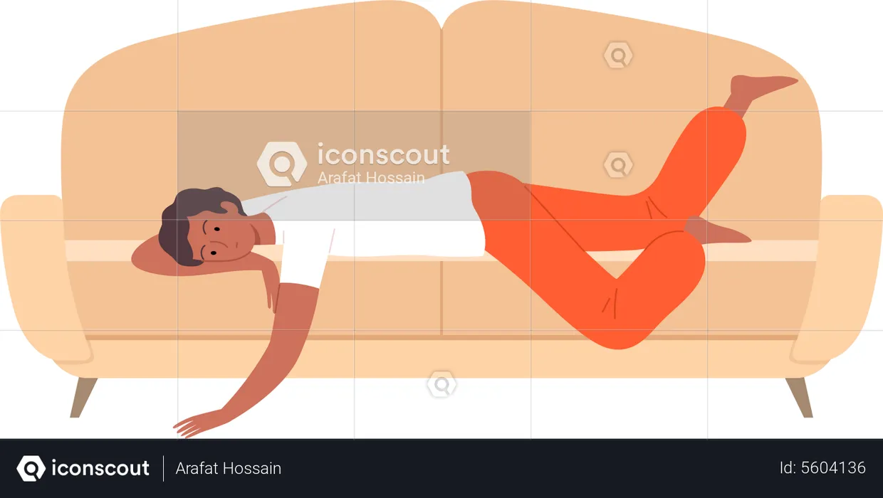 Male lying on couch  Illustration