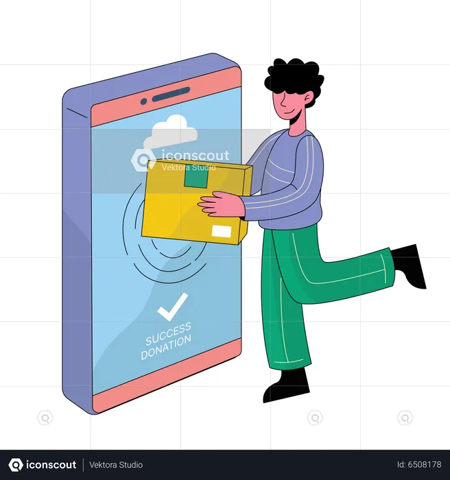 Male Making An Online Donation  Illustration