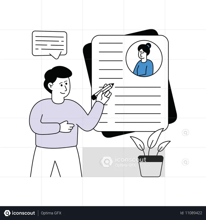 Male Manager Check Employee Data  Illustration