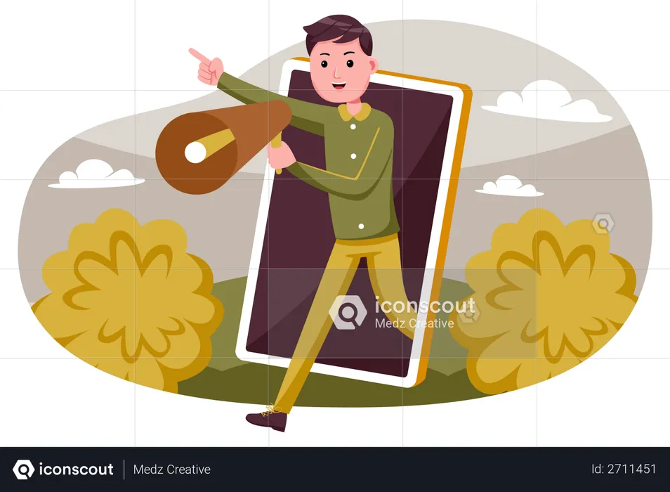 Male marketing employee making promotion  Illustration