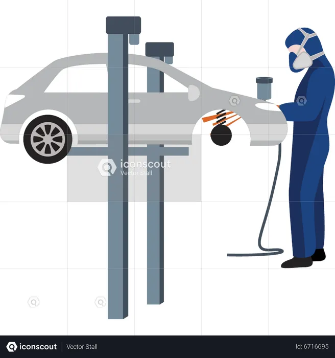 Male mechanic repairing car  Illustration