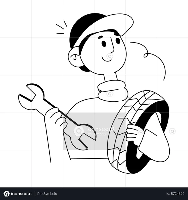 Male mechanic with tools  Illustration