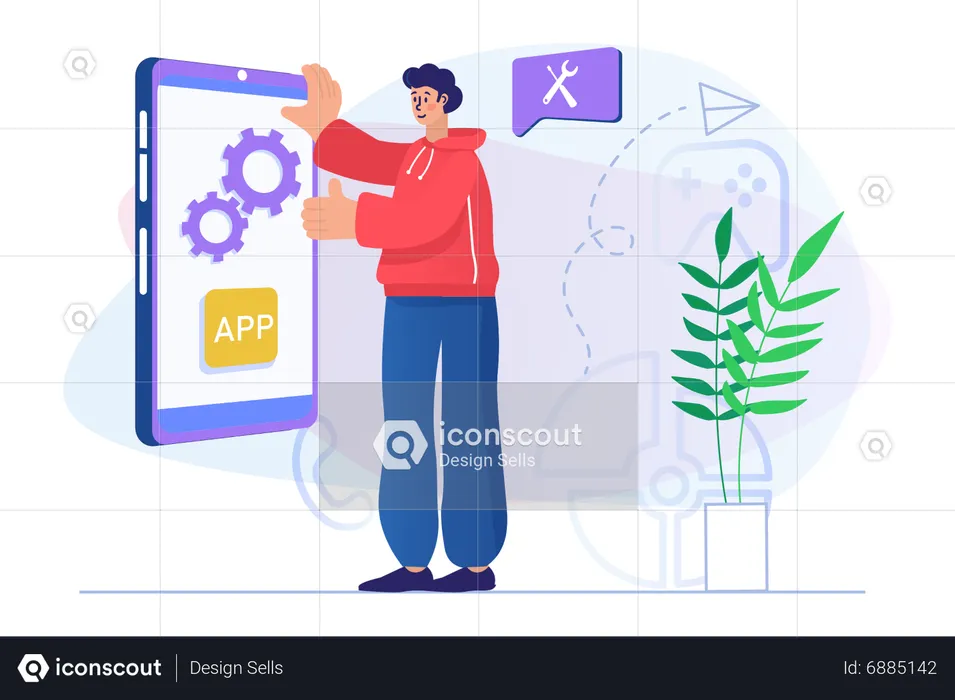 Male mobile developer  Illustration