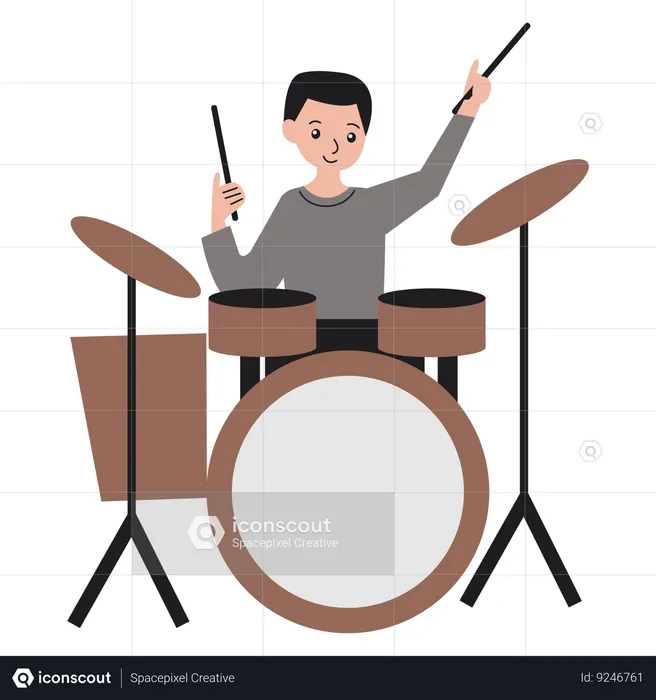 Male Musician playing drum  Illustration