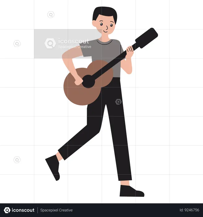 Male Musician playing guitar  Illustration