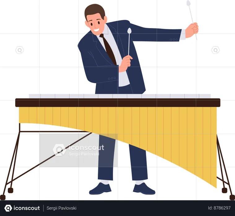 Male musician playing xylophone  Illustration