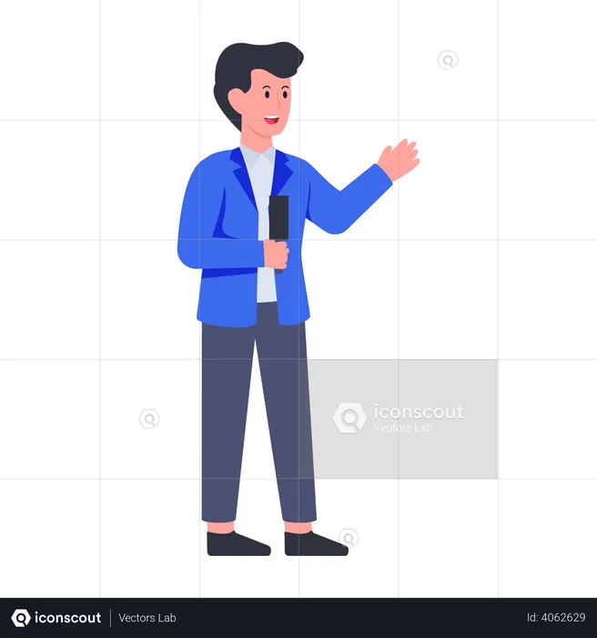 Male News Reporter  Illustration