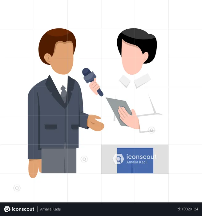 Male News Reporter Interviewing businessman  Illustration