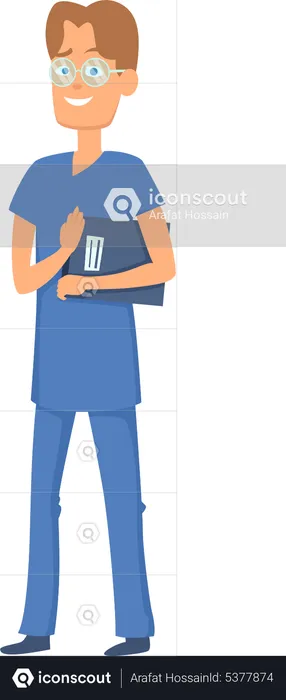 Male nurse holding file  Illustration