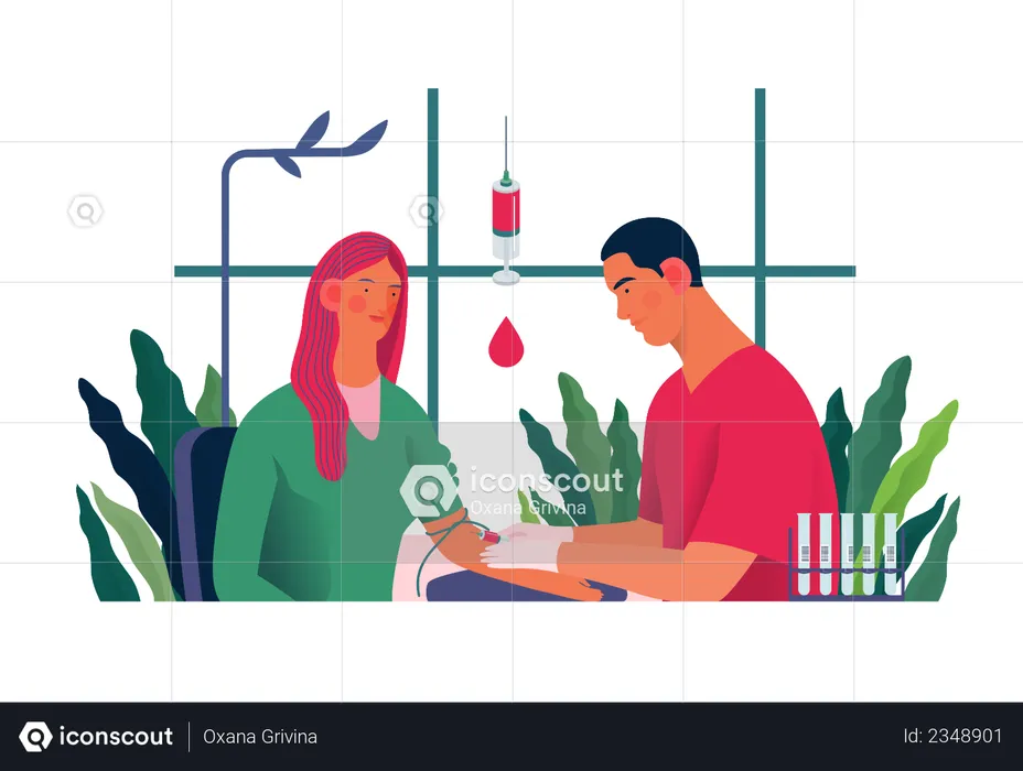 Male nurse taking blood sample for Blood test  Illustration