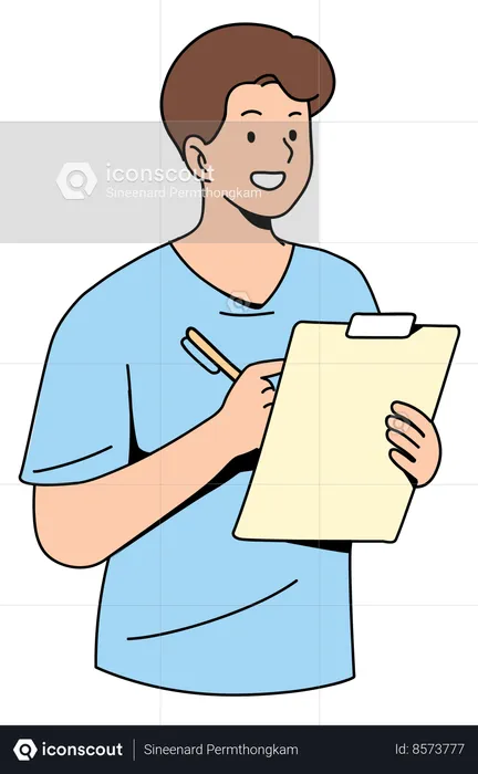 Male Nurse write medical report  Illustration